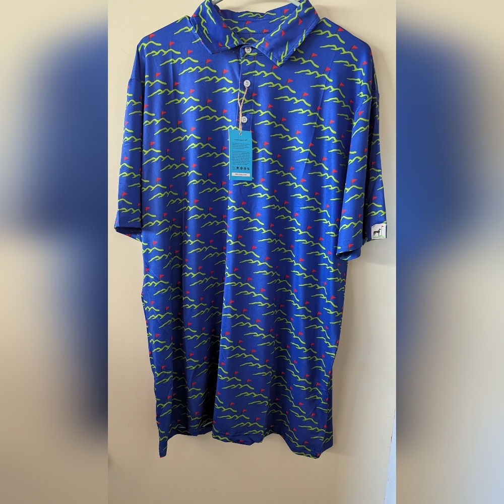 Proud Ninety 90 Shirt Polo Golf Pickball Men's 2X  & XL NWT Berms With Flags